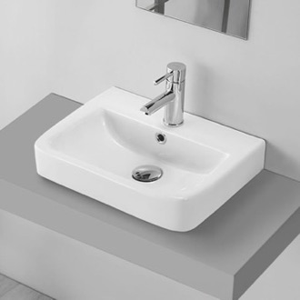 Bathroom Sink Drop In Sink in Ceramic, Modern, Rectangular CeraStyle 035200-U/D