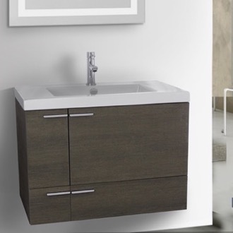 Luxury Bathroom Vanities Nameek S 31 Inch Grey Oak Bathroom Vanity With Ed Ceramic Sink Wall Mounted