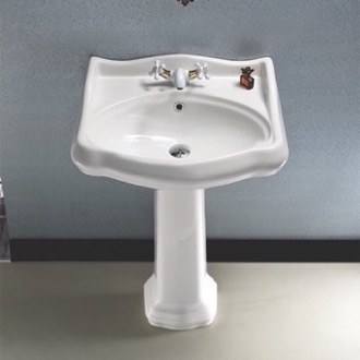 Bathroom Sink Classic-Style White Ceramic Pedestal Sink CeraStyle 030200-PED