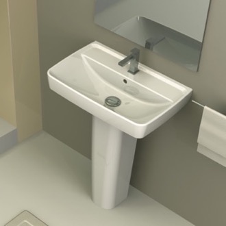 Bathroom Sink Rectangular White Ceramic Pedestal Sink CeraStyle 035100U-PED