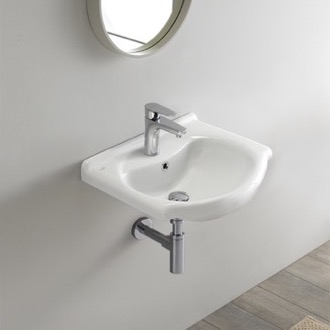 Bathroom Sink Small Ceramic Wall Mounted or Drop In Sink CeraStyle 066200-U