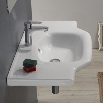 Bathroom Sink Rectangular White Ceramic Wall Mounted or Drop In Bathroom Sink CeraStyle 081200-U