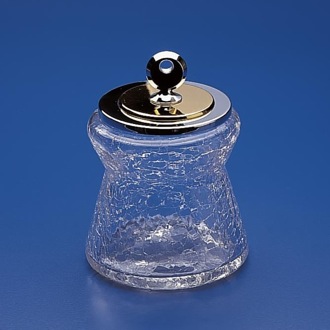 Bathroom Jar Crackled Crystal Glass Cotton Balls Jar with Metal Cover Windisch 88135D