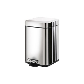 Waste Basket Square Polished Chrome Waste Bin With Pedal Gedy 2309-13
