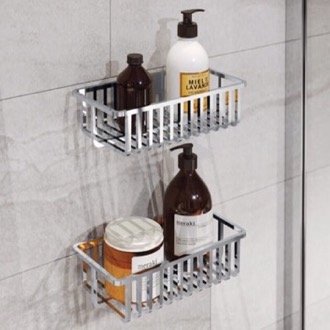 Shower Basket Set of Wall Mounted Chrome Shower Baskets Gedy 2416B-13