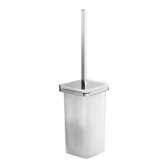 Toilet Brush Toilet Brush Holder, Wall Mounted, Square, White Glass Gedy 5733-03-13