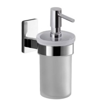 Soap Dispenser Soap Dispenser, Wall Mounted, Frosted Glass With Chrome Mounting Gedy 7881-13
