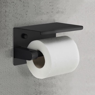 Toilet Paper Holder Toilet Paper Holder, Modern, Matte Black, With Shelf Gedy 2839-14