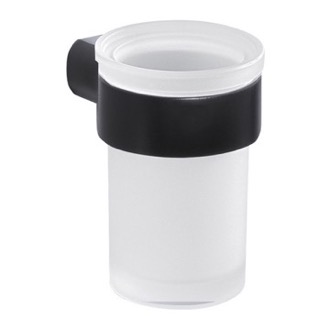 Toothbrush Holder Wall Satin Glass Toothbrush Holder With Matte Black Mount Gedy PI10-14