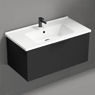 Bathroom Vanity Bathroom Vanity, Modern, Floating, Black, 34