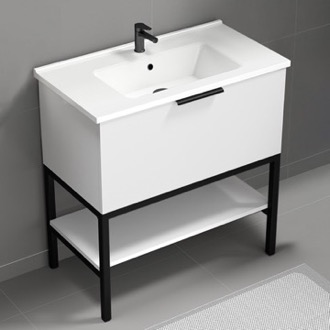 Bathroom Vanity White Bathroom Vanity, Free Standing, Modern, 34