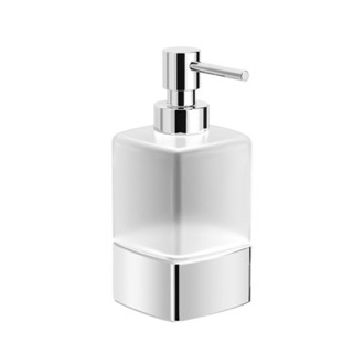 Soap Dispenser Soap Dispenser, Frosted Glass With Chrome Base Nameeks NNBL0074