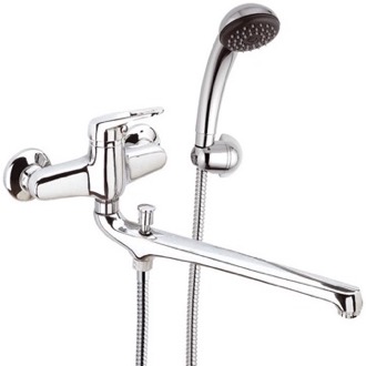 Tub Filler Chrome Wall Mount Tub Faucet with Long Swivel Spout and Hand Shower Remer R49