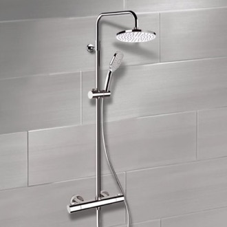 Exposed Pipe Shower Chrome Thermostatic Exposed Pipe Shower System with 8