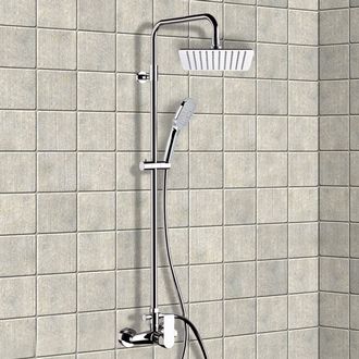 pipe exposed shower system showers chrome rain head hand
