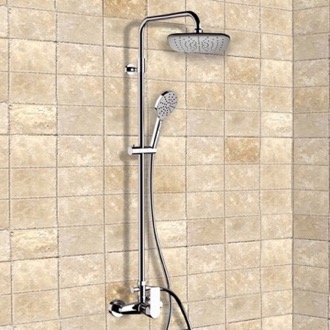 exposed pipe shower showers chrome system rain head hand