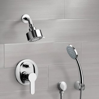 Shower Faucet Chrome Shower System with Multi Function Shower Head and Hand Shower Remer SFH09