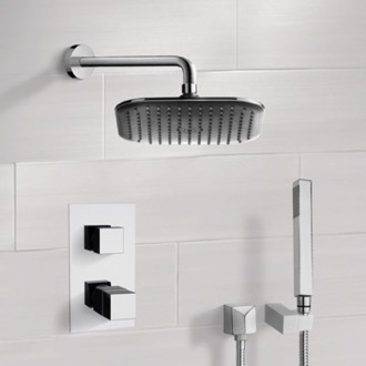 Shower Faucet Chrome Thermostatic Shower System with 8