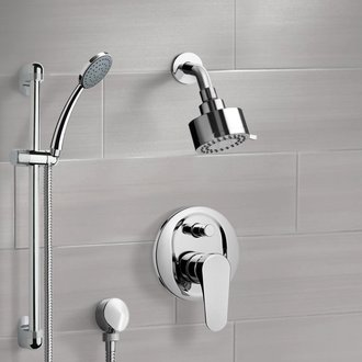 Shower Faucet Chrome Shower System with Multi Function Shower Head and Hand Shower Remer SFR02