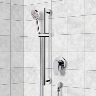 Shower Faucet Chrome Slidebar Shower Set With Multi Function Hand Shower Remer SR046