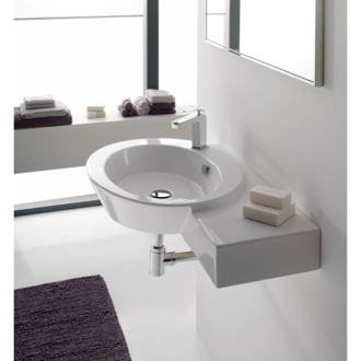 Bathroom Sink Ceramic Wall Mounted or Vessel Bathroom Sink with Right Counter Space Scarabeo 2011