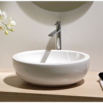 Bathroom Sink Oval Shaped White Ceramic Vessel Bathroom Sink Scarabeo 8112