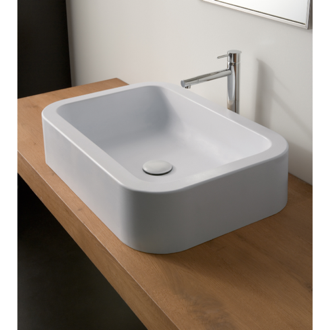 Bathroom Sink Rectangular White Ceramic Vessel Bathroom Sink Scarabeo 8307