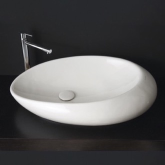 Bathroom Sink Oval Shaped White Ceramic Vessel Bathroom Sink Scarabeo 8601