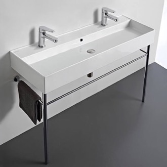 Console Bathroom Sink Double Trough Console Sink, 48