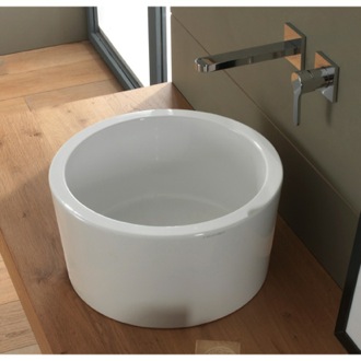 Bathroom Sink Round White Ceramic Vessel Sink Scarabeo 8808