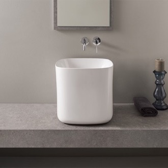 Bathroom Sink Round White Ceramic Vessel Bathroom Sink Scarabeo 5503