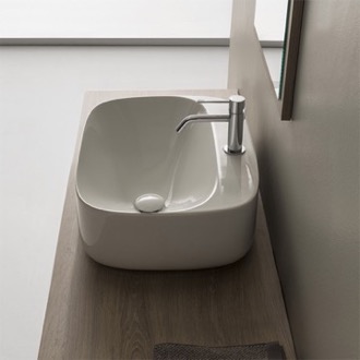 Bathroom Sink Oval White Ceramic Vessel Bathroom Sink Scarabeo 5504