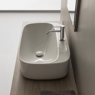 Bathroom Sink Oval White Ceramic Vessel Bathroom Sink Scarabeo 5505