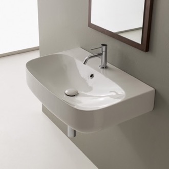 Bathroom Sink Round White Ceramic Wall Mounted Sink Scarabeo 5508