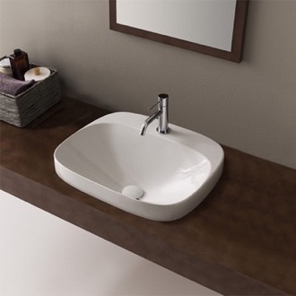 Bathroom Sink Round White Ceramic Drop In Sink Scarabeo 5511