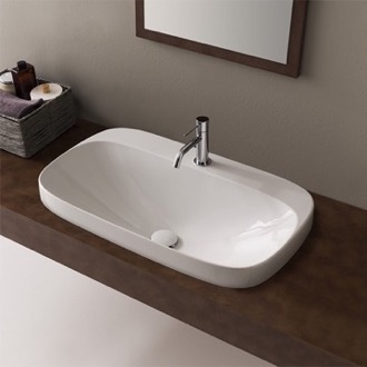 Bathroom Sink Oval White Ceramic Drop In Sink Scarabeo 5512