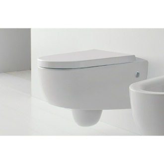 Toilet Modern Wall Mount Toilet, Ceramic, Rounded Scarabeo 8048