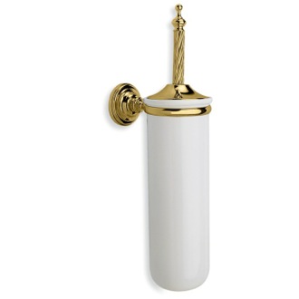 Toilet Brush Toilet Brush Holder, Gold, Wall Mounted, Ceramic StilHaus G12-16