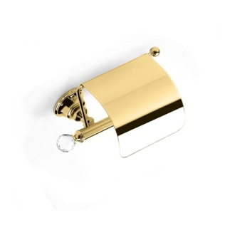 Toilet Paper Holder Toilet Roll Holder With Cover, Gold Finish Brass with Crystal StilHaus SL11C-16