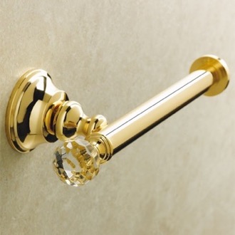 Toilet Paper Holder Toilet Roll Holder, Gold Finish Brass with Crystal StilHaus SL11-16