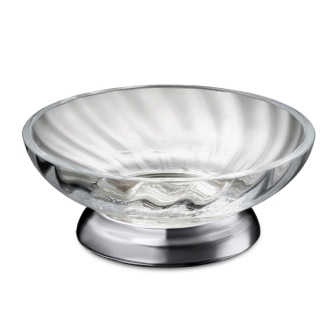 Soap Dish Twisted Glass Soap Dish With Chrome Base Windisch 92801CR