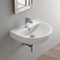 Round White Ceramic Wall Mounted Sink