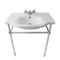 Traditional Ceramic Console Sink With Satin Nickel Stand, 26