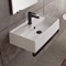 Rectangular Wall Mounted Ceramic Sink With Matte Black Towel Bar