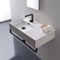 Rectangular Ceramic Wall Mounted Sink With Matte Black Towel Bar