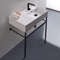 Ceramic Console Sink and Matte Black Stand, 32