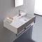 Rectangular Ceramic Wall Mounted Sink With Counter Space, Includes Towel Bar