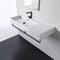 Rectangular Ceramic Wall Mounted Sink, Matte Black Towel Bar Included