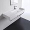 Rectangular Ceramic Wall Mounted Sink With Counter Space, Towel Bar Included