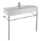 Large Rectangular Ceramic Console Sink and Polished Chrome Stand, 40
